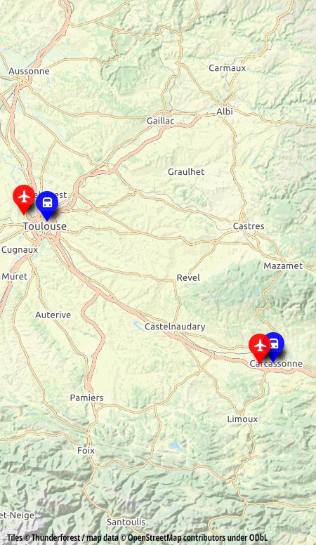 Carte point d'accès Canal du Midi à vélo